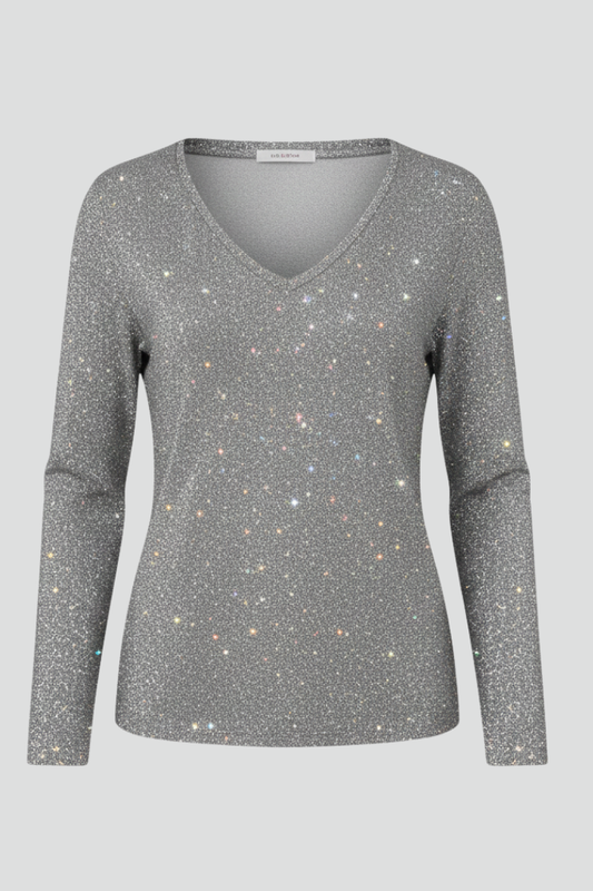 Faustine sequin V-neck holiday party sweater