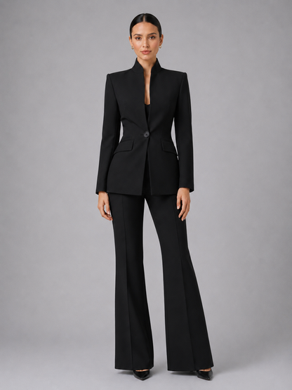 Liesel women's collarless blazer and wide-leg trouser suit