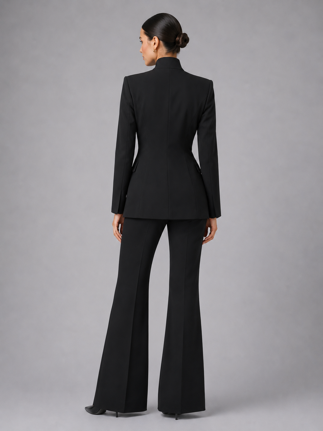 Liesel women's collarless blazer and wide-leg trouser suit