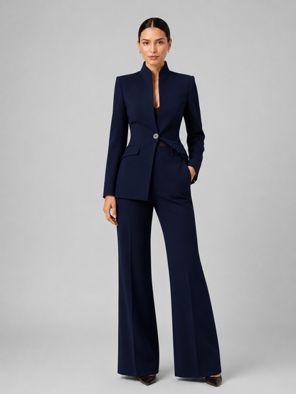 Liesel women's collarless blazer and wide-leg trouser suit