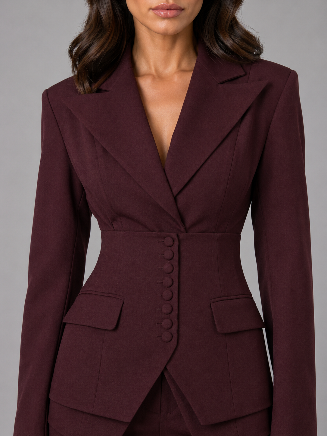 Quitterie women's cinched-waist blazer and wide-leg trouser suit