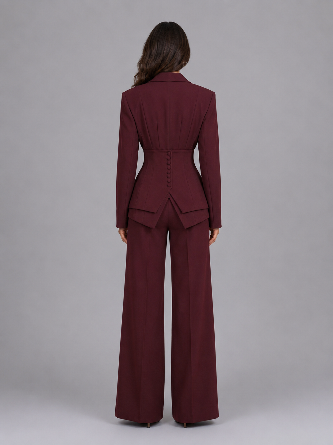 Quitterie women's cinched-waist blazer and wide-leg trouser suit
