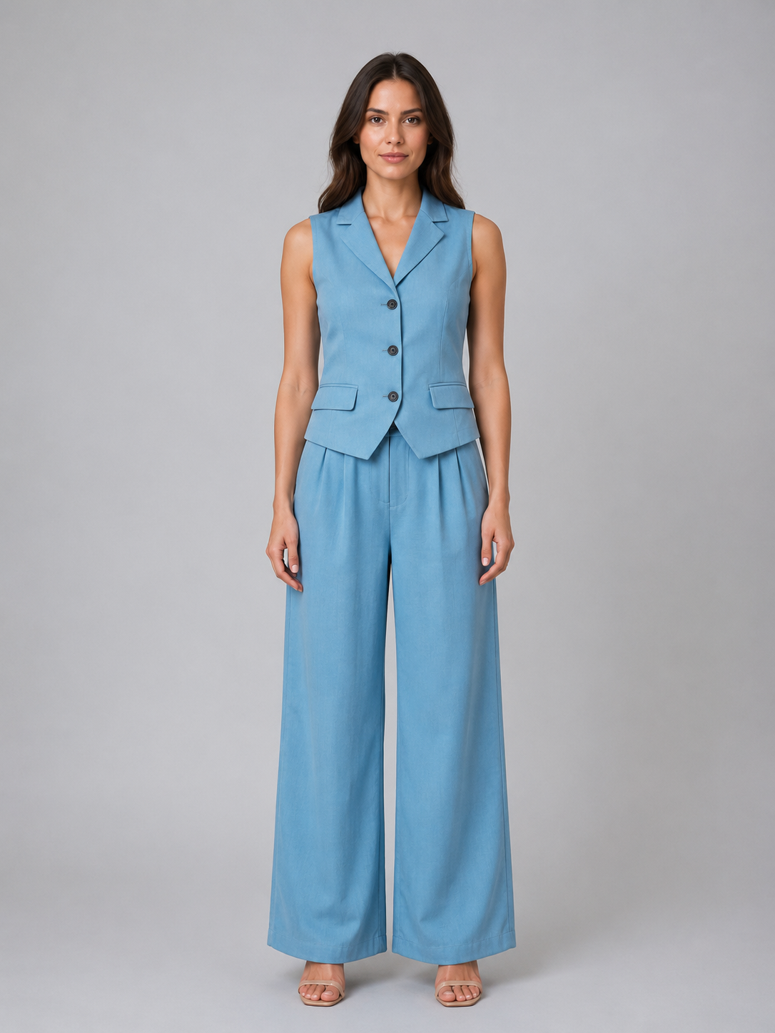 Tiphaine women's tailored waistcoat and wide-leg trouser set