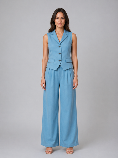 Tiphaine women's tailored waistcoat and wide-leg trouser set