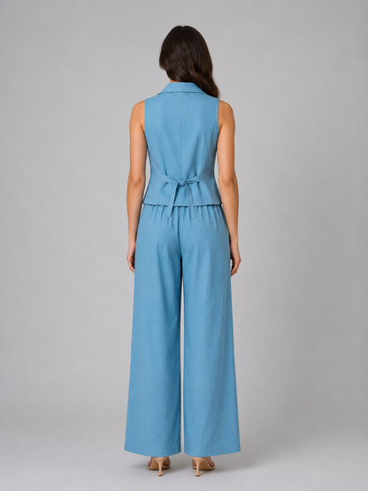Tiphaine women's tailored waistcoat and wide-leg trouser set