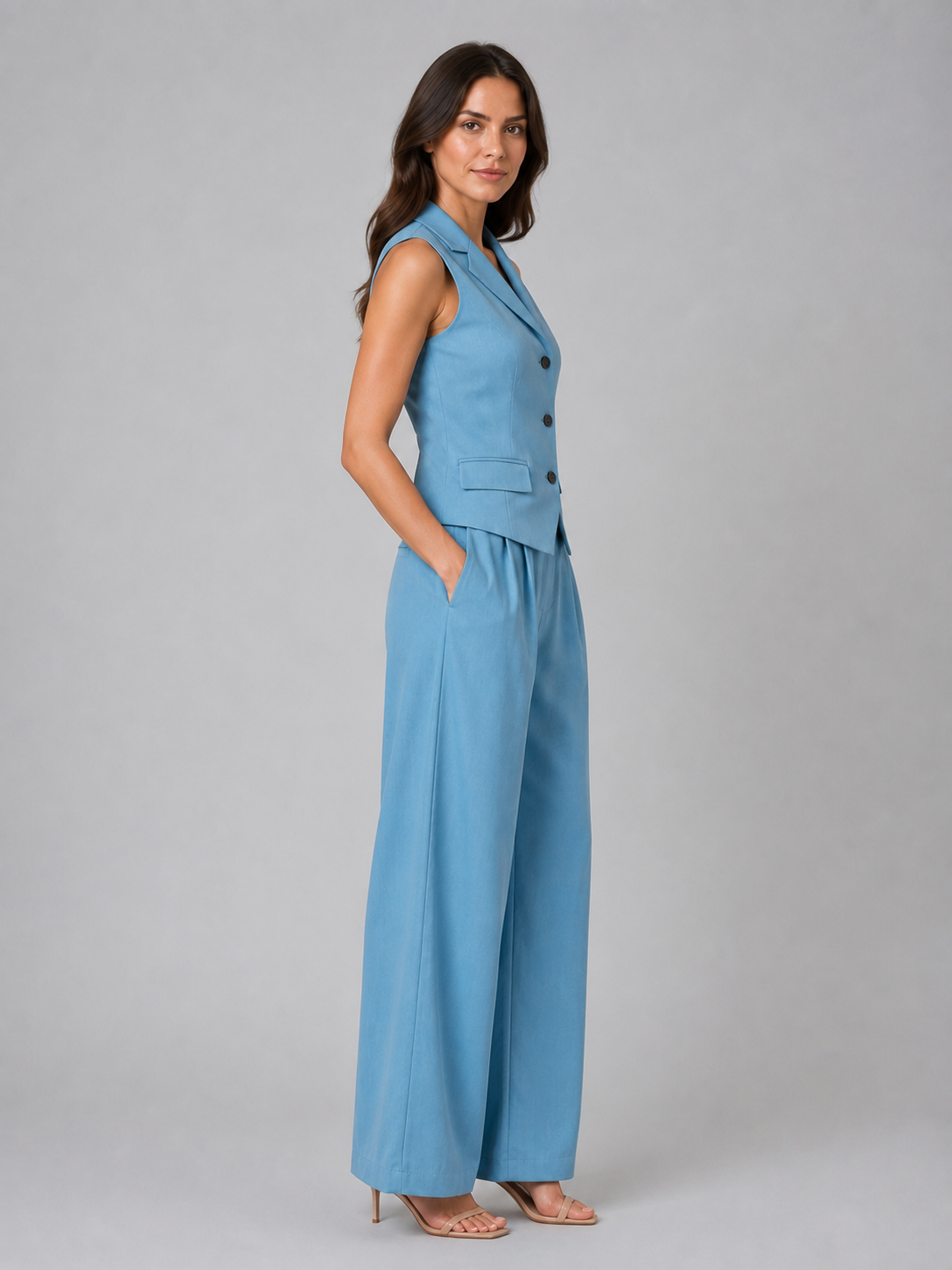 Tiphaine women's tailored waistcoat and wide-leg trouser set