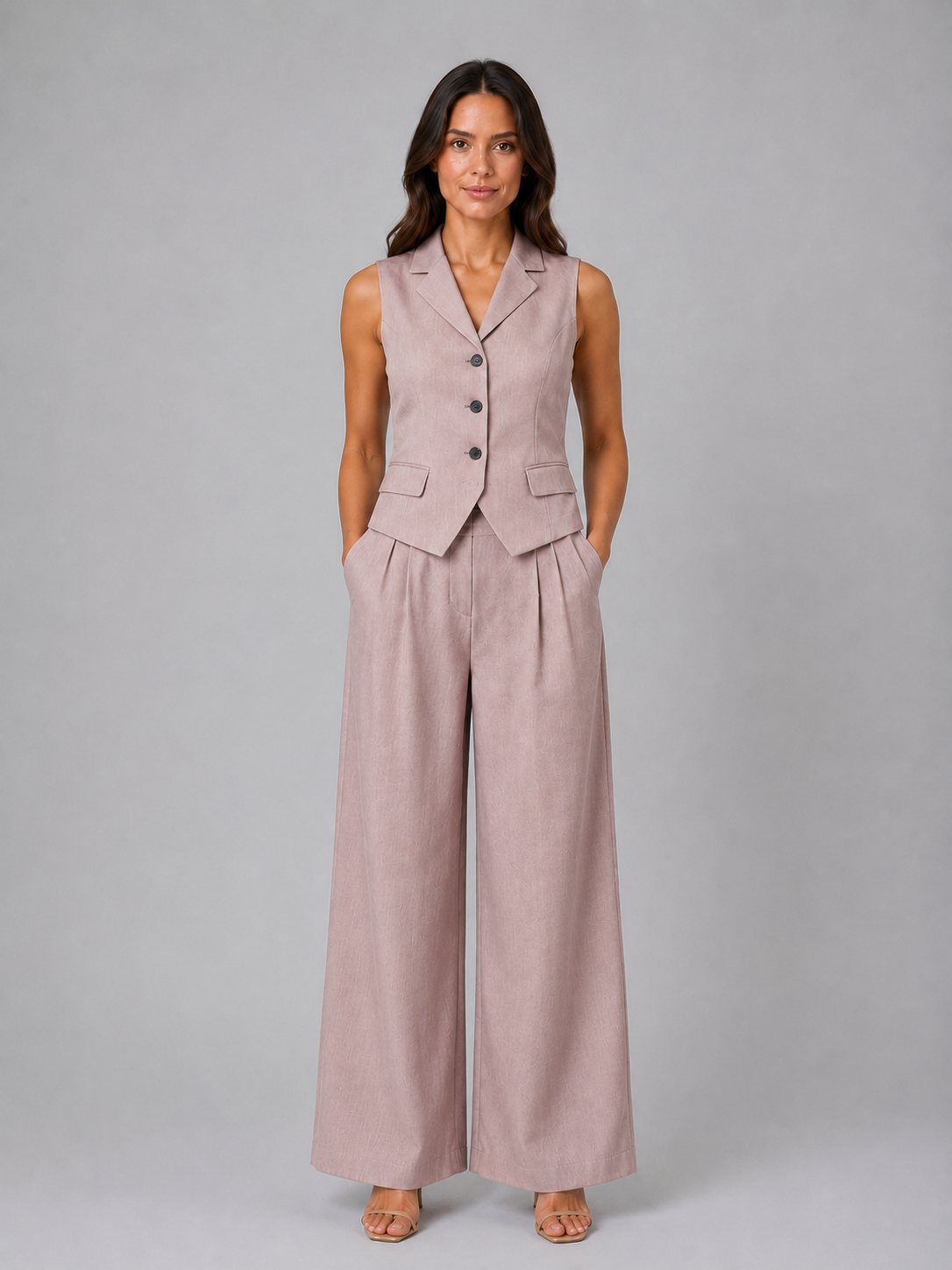 Tiphaine women's tailored waistcoat and wide-leg trouser set