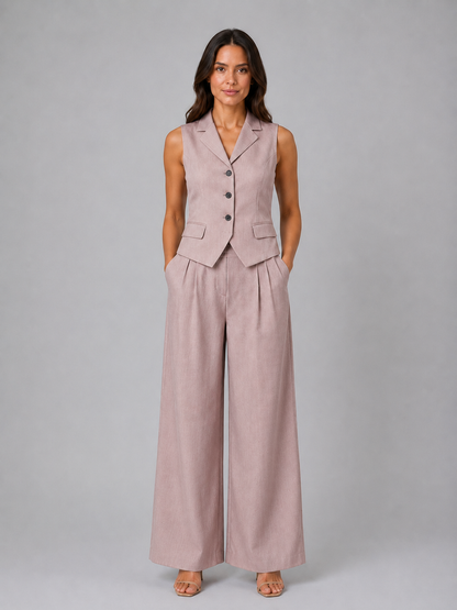 Tiphaine women's tailored waistcoat and wide-leg trouser set
