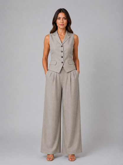 Tiphaine women's tailored waistcoat and wide-leg trouser set