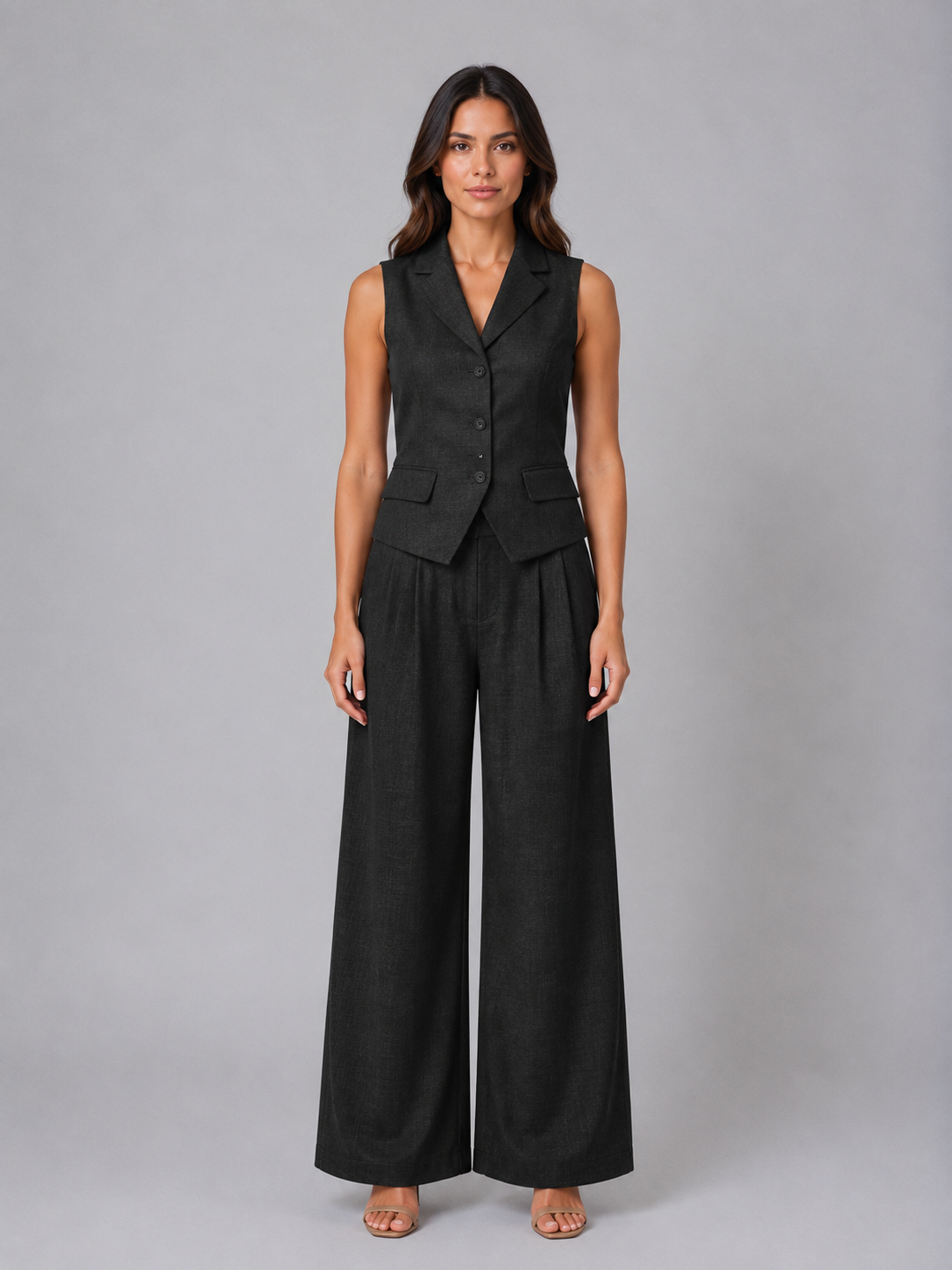 Tiphaine women's tailored waistcoat and wide-leg trouser set