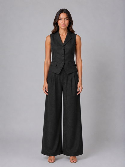 Tiphaine women's tailored waistcoat and wide-leg trouser set