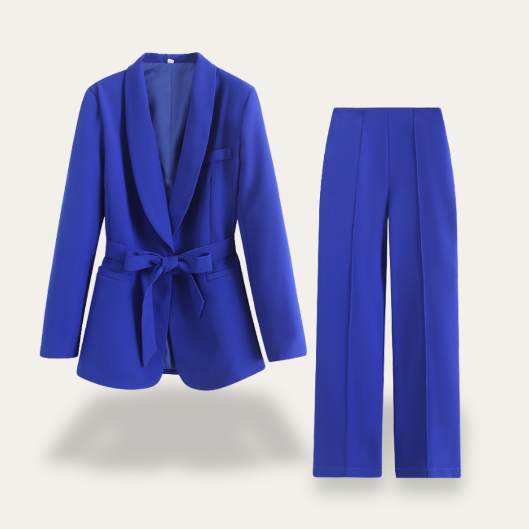 Greer | Belted Blazer and Wide-Leg Trousers Suit
