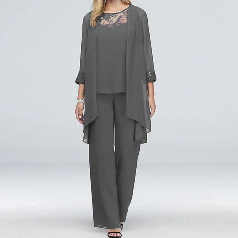 Mirabel | Longline Jacket, Top & Wide Leg Trouser Set