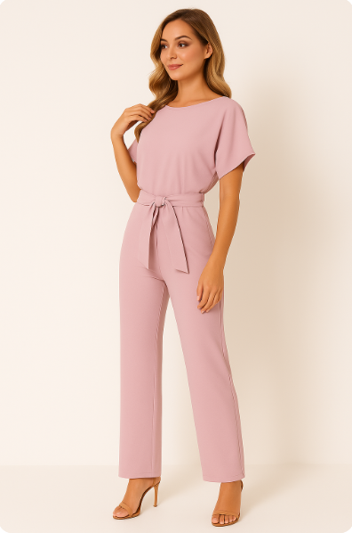 Aveline | Floral Wide Leg Jumpsuit with Waist Belt