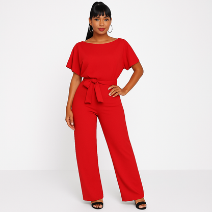 Aveline | Floral Wide Leg Jumpsuit with Waist Belt