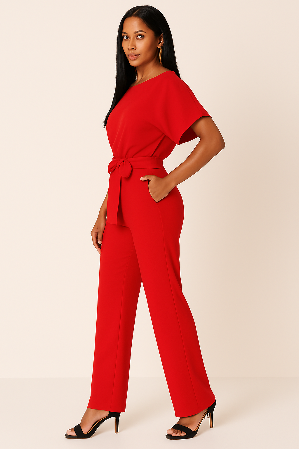 Aveline | Floral Wide Leg Jumpsuit with Waist Belt