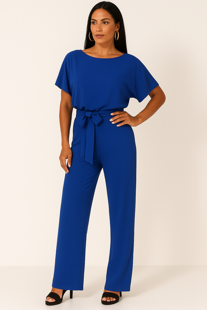 Aveline | Floral Wide Leg Jumpsuit with Waist Belt