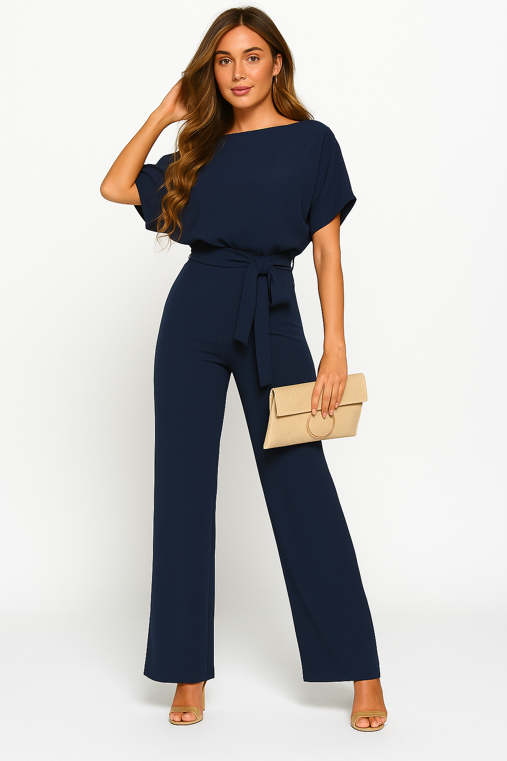 Aveline | Floral Wide Leg Jumpsuit with Waist Belt