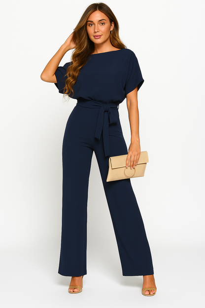 Aveline | Floral Wide Leg Jumpsuit with Waist Belt