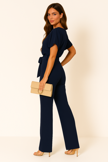 Aveline | Floral Wide Leg Jumpsuit with Waist Belt