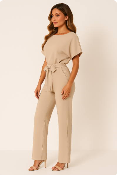 Aveline | Floral Wide Leg Jumpsuit with Waist Belt