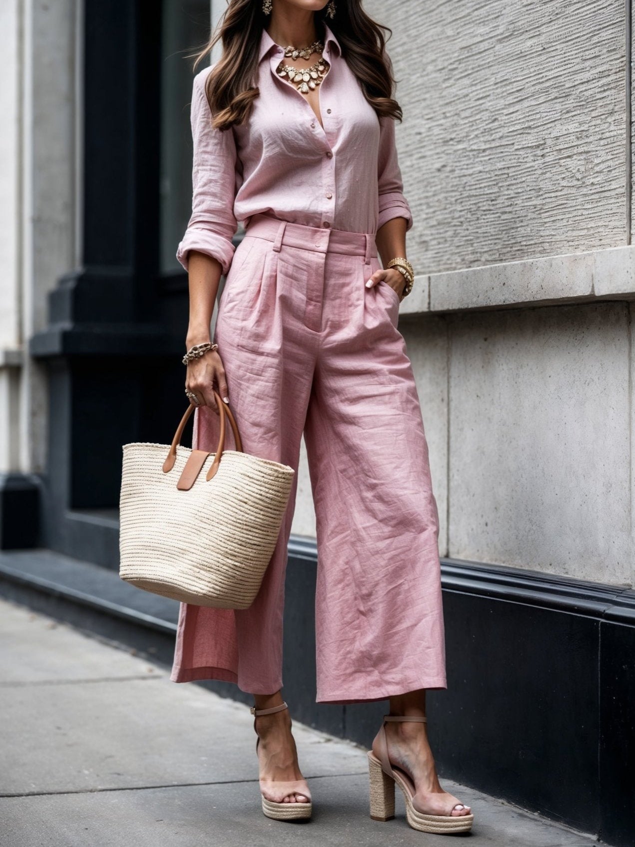 Capri pants and loose shirt set
