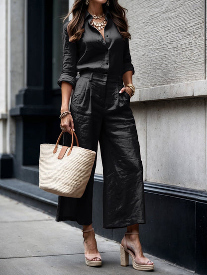 Loose shirt and capri pants black