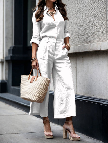 Capri pants set white