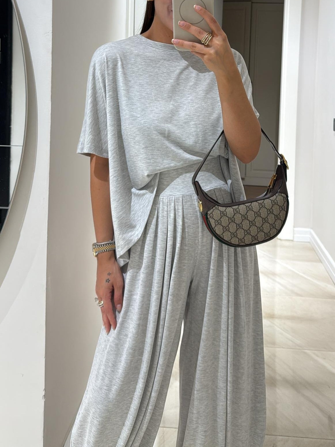 Wide-leg pants set front view