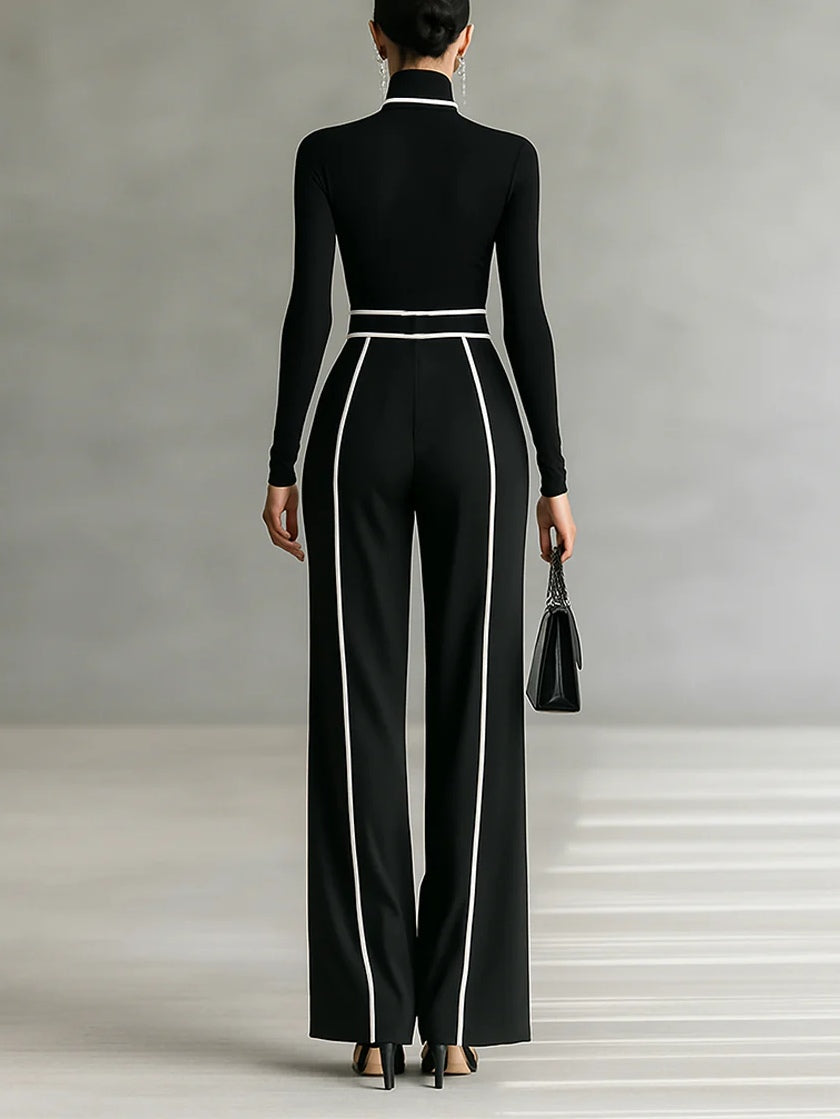 High-neck top with belt