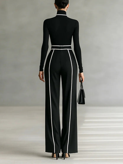 High-neck top with belt