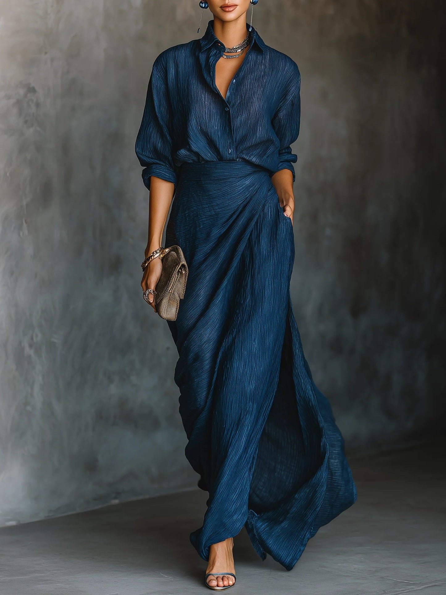 Shirt and flowing maxi skirt set