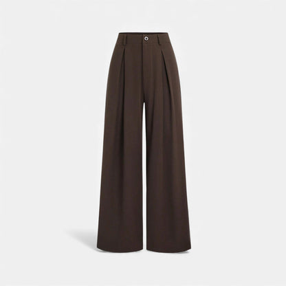 Jacquard pleated wide-leg trousers in black, front view