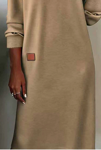Knit sweater dress showing V-neckline