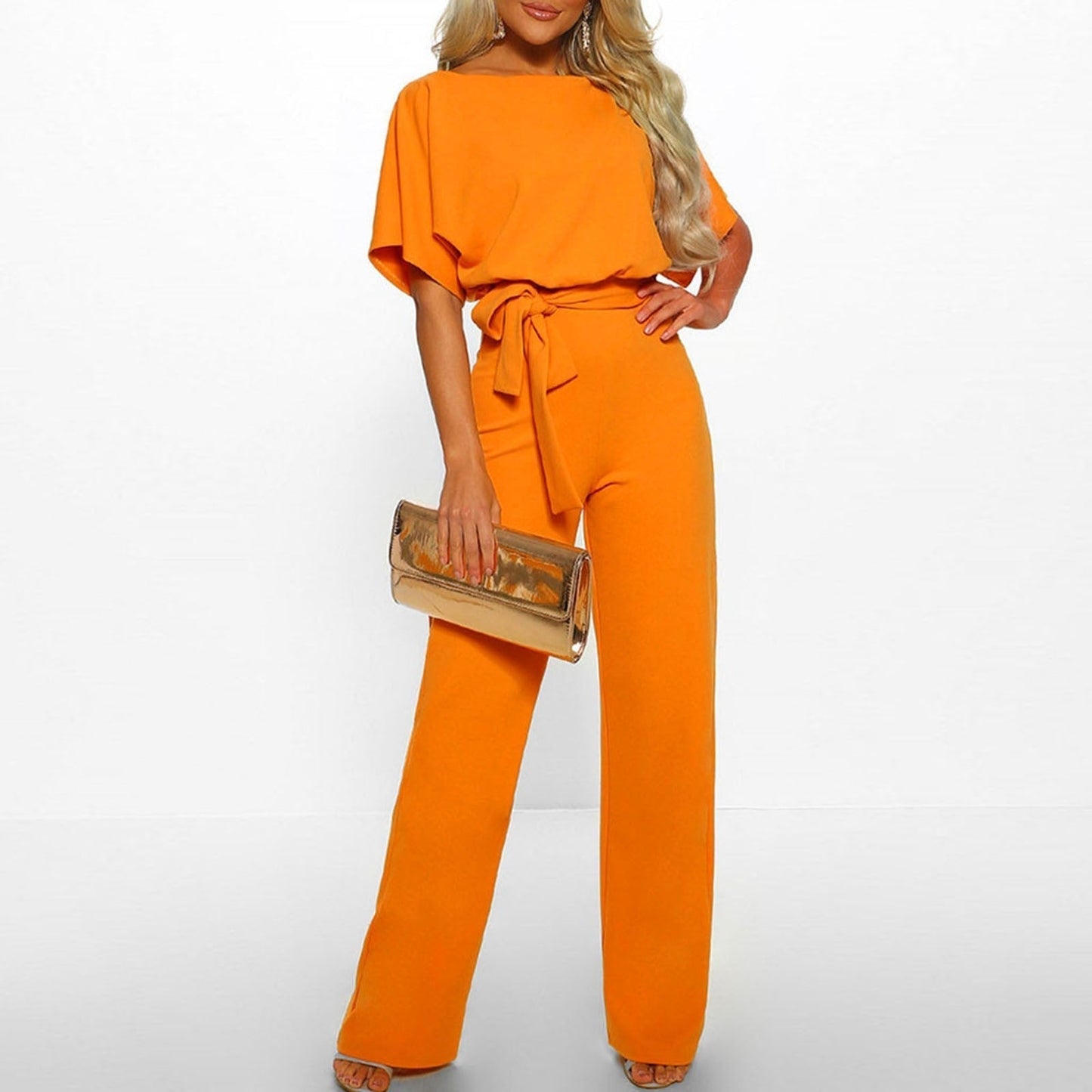 Delphinia | Belted Wide-Leg Jumpsuit
