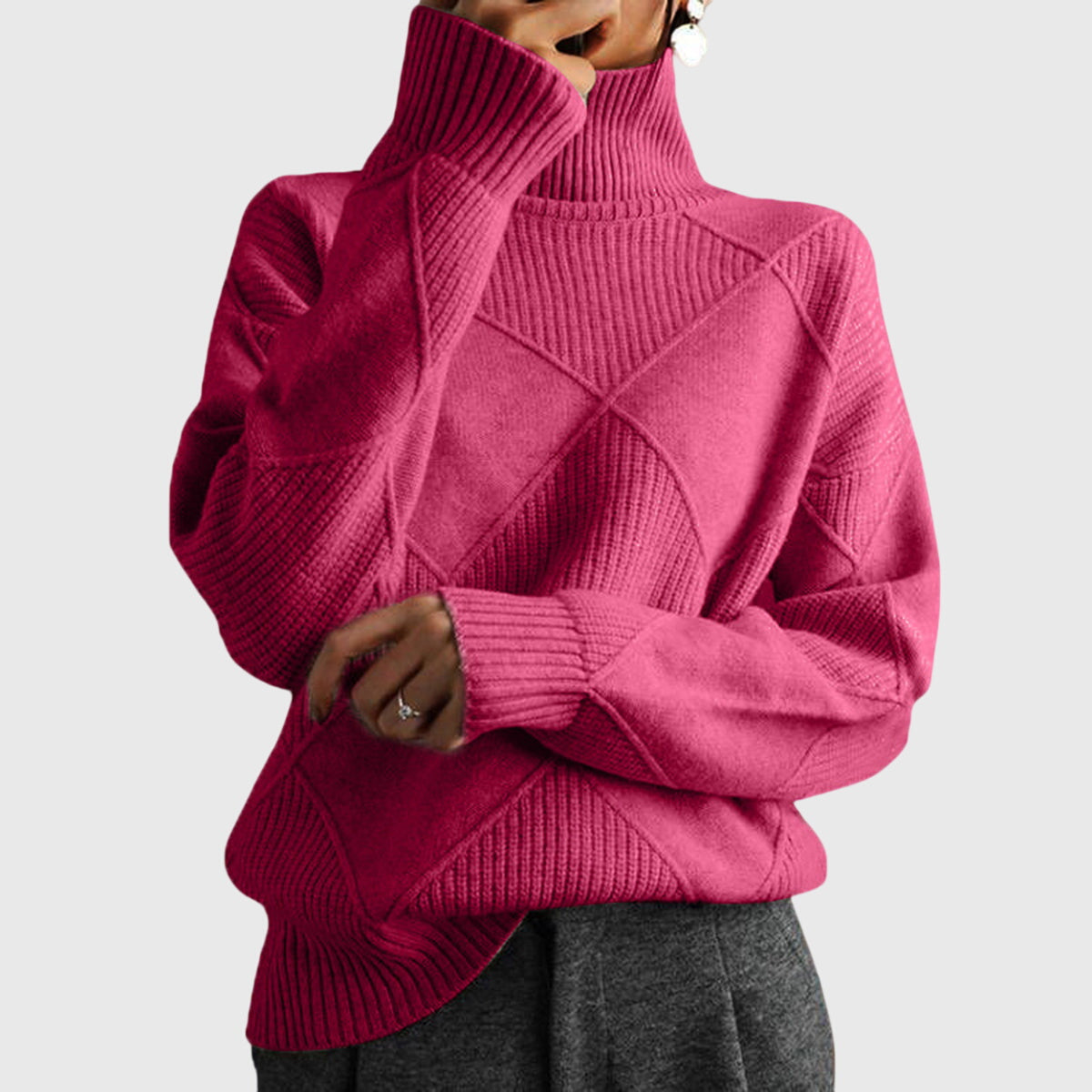 Geneva geometric turtleneck sweater for women