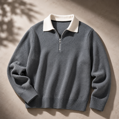 Halvenna | Half-Zip Collar Knit Sweater
