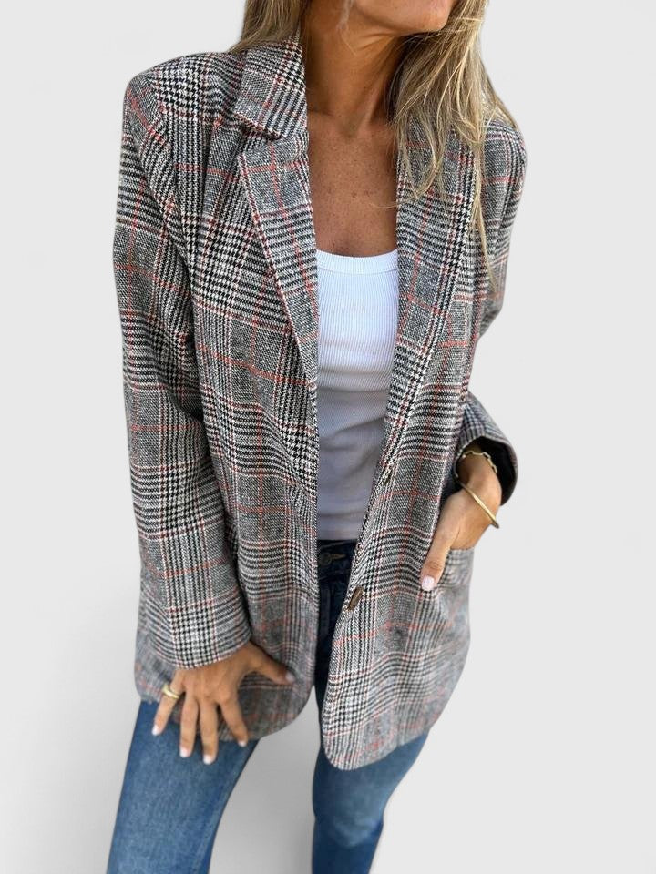 Edda checked blazer with pockets, view 3