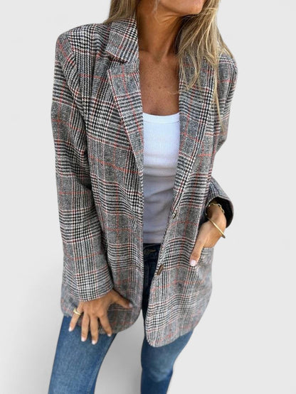 Edda checked blazer with pockets, view 3