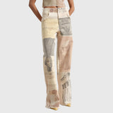High-waist wide-leg jeans in beige, front view