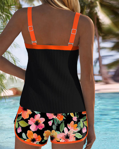 Olympia | Tummy Control Tankini Set with Tropical Shorts