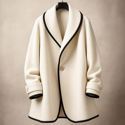Gwyneth oversized swing coat with contrast lapels for women