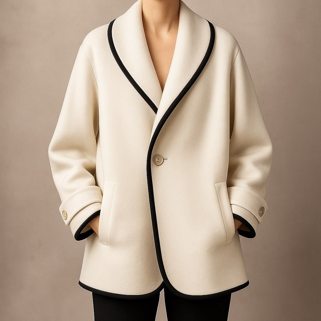 Gwyneth oversized swing coat with contrast lapels, view 2