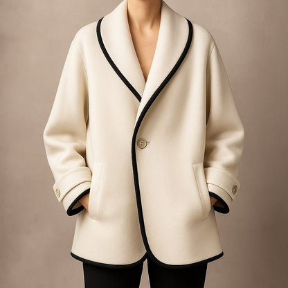 Gwyneth oversized swing coat with contrast lapels, view 2