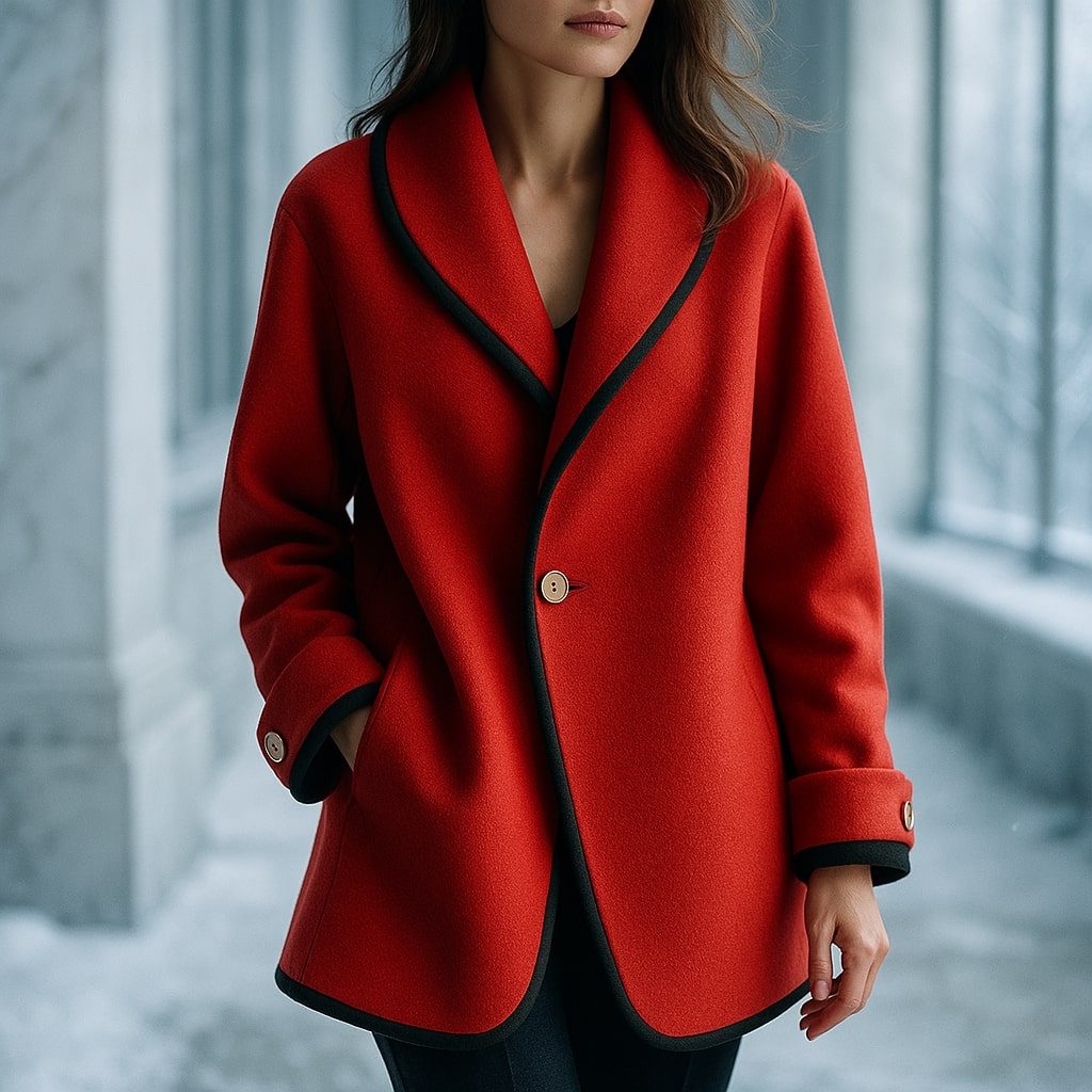 Gwyneth oversized swing coat with contrast lapels, view 5