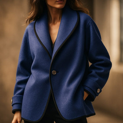 Gwyneth oversized swing coat with contrast lapels, view 9