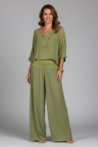 Aveline draped wide-leg two-piece set for women