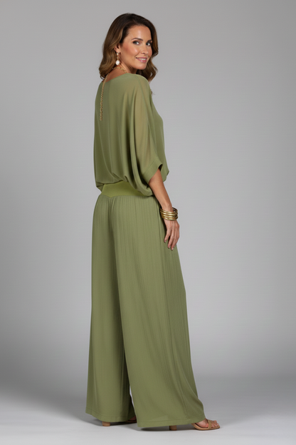Aveline draped wide-leg two-piece set side view
