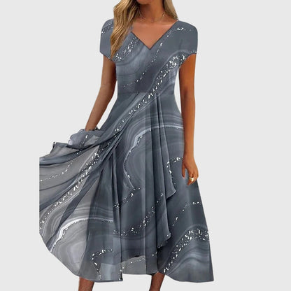 Aveline | Flowy V-Neck Midi Summer Dress