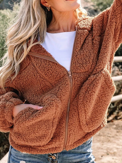 Dulcie oversized teddy zip-up jacket, view 4